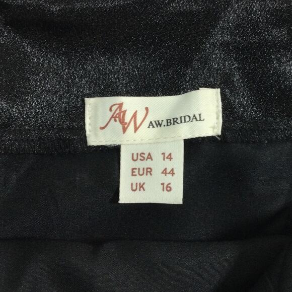 AW BRIDAL 14 1X plus black metallic Serena bridesmaid halter maxi dress NEW B157 - Picture 6 of 9